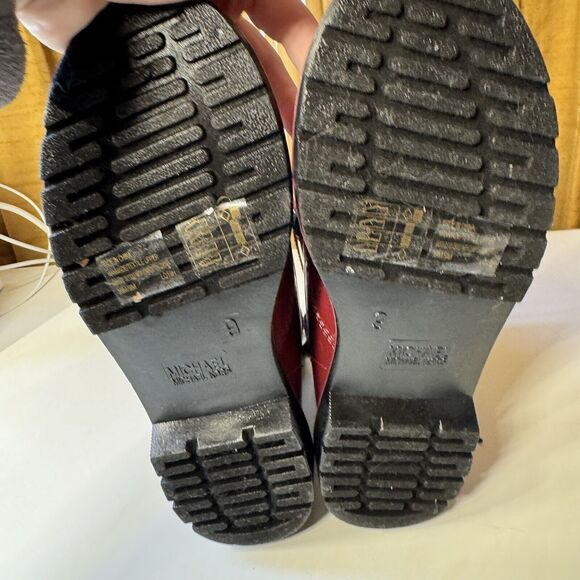 Michael Kors Tavie Burgundy Patent Lace-Up Rain Boots Womens 9 Combat Style - Picture 10 of 15